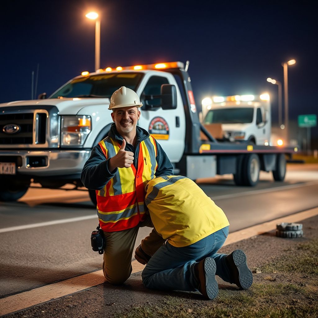 A Snappy Towing operator securing a vehicle onto a flatbed tow truck on a clear day in Des Moines, Iowa.